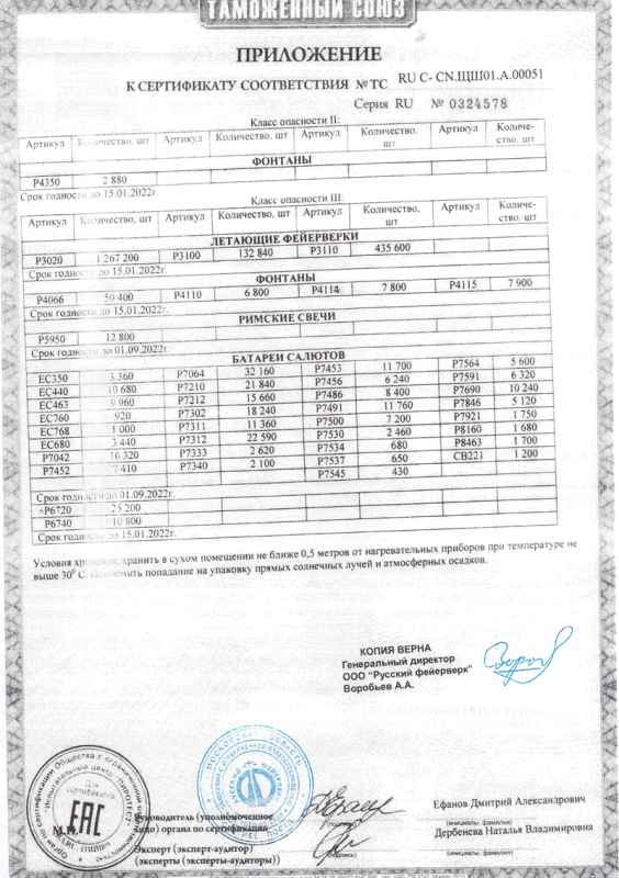 Сертификат соответствия № 0324578  - Приморск Калининградская область | primorskkaliningradskaya.salutsklad.ru 